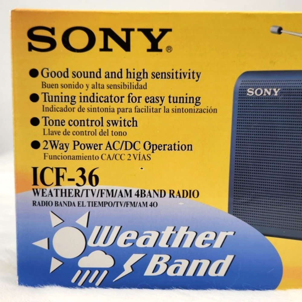SONY ICF-36 TV/Weather/FM/AM/4 Band Radio VTG 2001 In Original box RARE - Picture 10 of 16